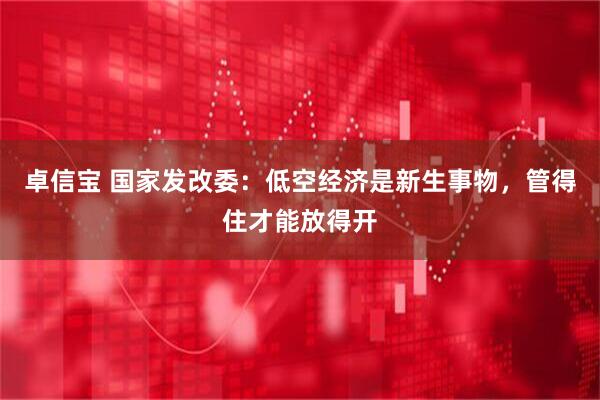卓信宝 国家发改委：低空经济是新生事物，管得住才能放得开