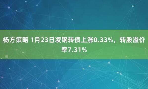 杨方策略 1月23日凌钢转债上涨0.33%，转股溢价率7.31%