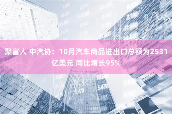 聚富人 中汽协：10月汽车商品进出口总额为2531亿美元 同比增长95%
